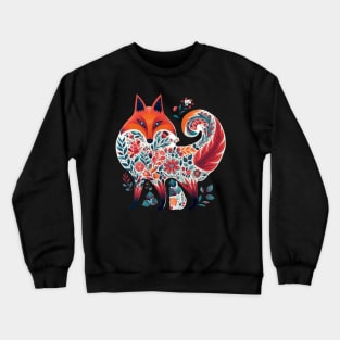 A Fox in Scandinavian Folk Art Style Crewneck Sweatshirt